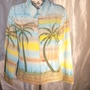 Vintage Anage Blue and White Silk Jacket